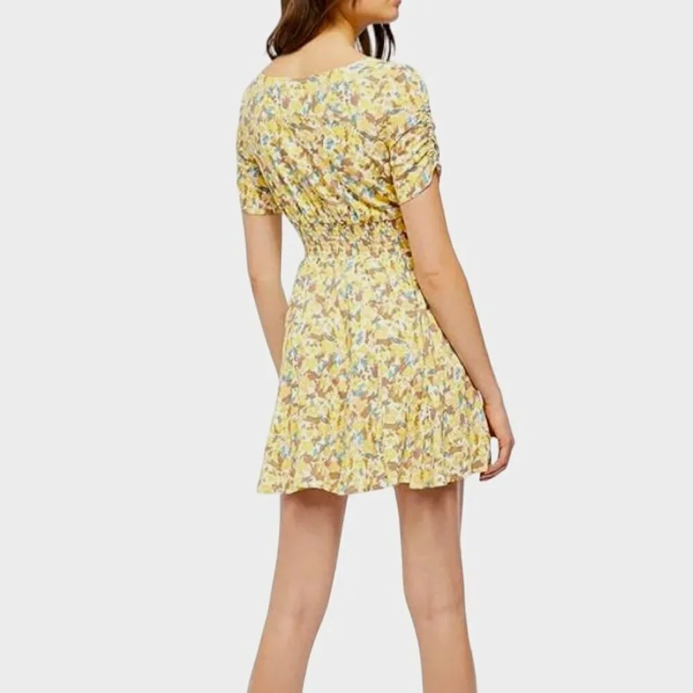 NWT FREE PEOPLE Forget Me Not Mini Dress size 0 XS LILY YELLOW BLUE PINK FLORAL - Picture 10 of 11